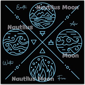Earth Air Fire Water Elements Wicca Pagan Witch Occult Sticker Square 3&quot; Free Shipping