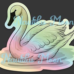 Trumpeter Swan Sticker Holographic Die-Cut 2.49" x 3" Free Shipping