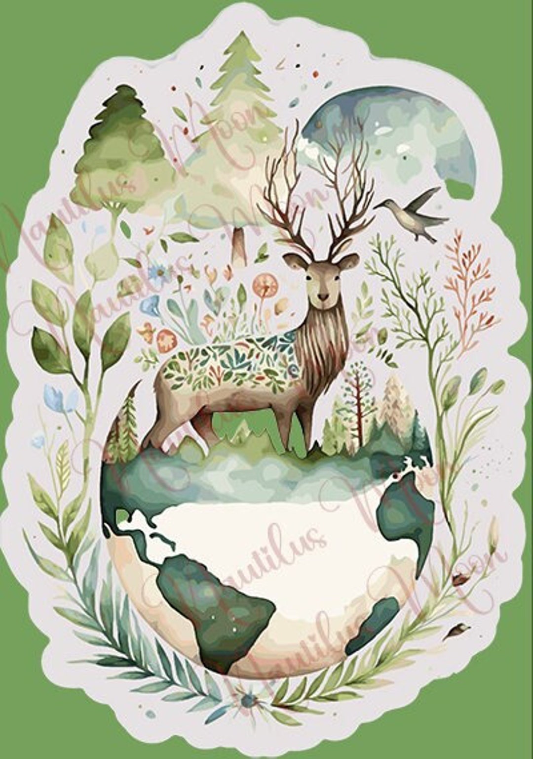 Forest Buck Earth Sticker Die-cut 3