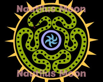 Hekate Wheel Strophalus (Green snake) Pagan Witchy Sticker circle 3" tall - Free Shipping