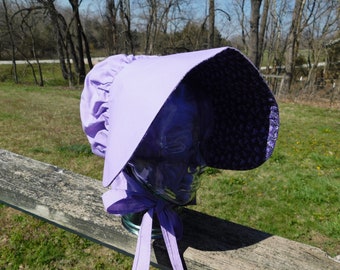 Purple two-tone bonnet, purple bonnet, sun bonnet, Civil war era, 1800's dress, long brim bonnet, Colonial bonnet, garden bonnet, woman hat