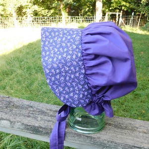 Two-tone purple bonnet, Amish bonnet, prairie, head covering, purple bonnet, cotton bonnet, frontier, pioneer, LDS trek, made in USA, hat