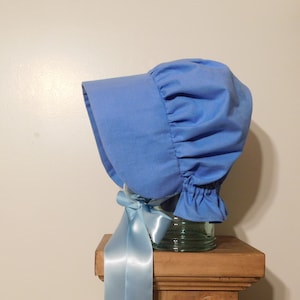 Blue bonnet, sun bonnet, pioneer bonnet, frontier bonnet, prairie bonnet, jean bonnet, jean hat, garden bonnet, 1800s bonnet, Victorian hat