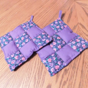 Purple nine patch pot holder, purple pot holder, hand made potholder, unique gift, house warming gift, wedding gift, gift for her, trivets