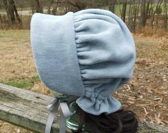Amish bonnet, winter bonnet, grey bonnet, winter hat, fleece, authentic Amish bonnet, Christian head covering, Pioneer bonnet, costume hat