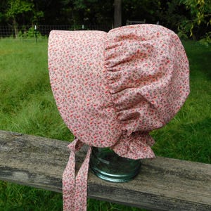 Pink bonnet, flower bonnet, pioneer bonnet, LDS trek, pioneer trek, prairie bonnet, Amish bonnet, garden bonnet, sunbonnet, summer hat