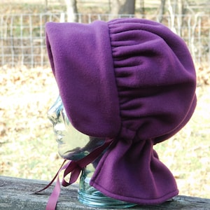 Grape wine winter bonnet, winter hat, Amish winter bonnet, 1800s head cover, LDS trek, pioneer trek, polar fleece bonnet, handmade