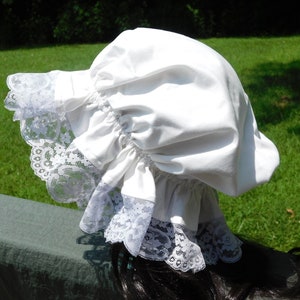 Mopp Mütze, Lavendel Spitze, Reenactment Mütze, Pionier Nachthaube, Schlafmütze, Amish Haube, Frauen Nachtmütze, Kolonial Hut, viktorianischer, Muffin Hut