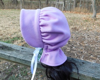 Lilac winter bonnet, Amish winter bonnet, Winter hat, polar fleece bonnet, purple bonnet, pink bonnet, winter bonnet, polar fleece, winter