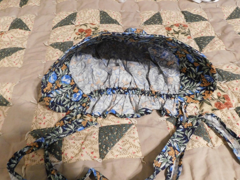 Mennonite,Quaker bonnet,frontier bonnet,handmade bonnet woman/'s pioneer bonnet LDS bonnet Blue flower bonnet Amish bonnet berry bonnet