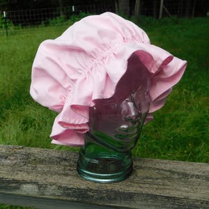 Pink mop cap, mop kapp, Amish bonnet, sleep bonnet, sleep hat, Mennonite, Puritian, LDS Trek mop cap, rustic country, handmade, cotton hat