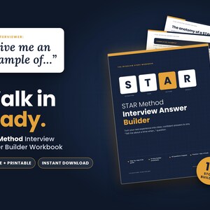 STAR Method Interview Answer Builder, Fillable Behavioral Interview Prep Workbook, Job Interview Questions Template, Printable PDF image 10