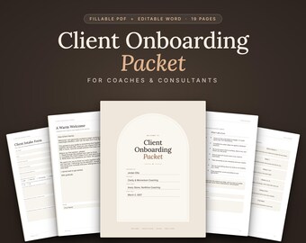 Client Onboarding Packet for Coaches, Fillable PDF and Word, Welcome Letter, Client Intake Form, Expectations, Coaching Business Template