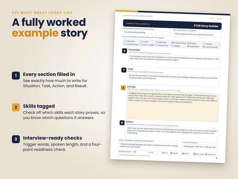 STAR Method Interview Answer Builder, Fillable Behavioral Interview Prep Workbook, Job Interview Questions Template, Printable PDF image 3
