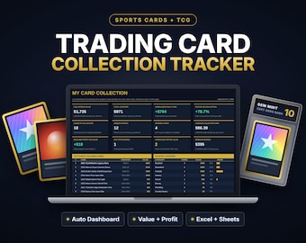 Trading Card Collection Tracker Spreadsheet, Sports Card & TCG Inventory, Card Value Log, Graded Card Tracker, Excel Google Sheets
