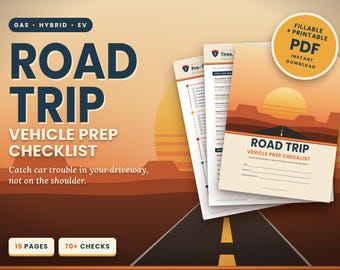 Road Trip Vehicle Prep Checklist, Printable Car Maintenance Checklist, Fillable PDF, Pre-Trip Car Inspection for Gas, Hybrid and EV