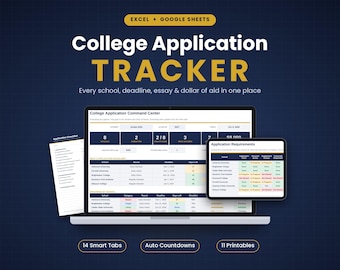 College Application Tracker Spreadsheet, Excel & Google Sheets, Deadline Essay Scholarship Planner, High School Senior, Printable Bundle