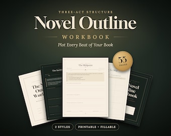 Novel Outline Workbook, Three Act Structure Plot Planner, Printable & Fillable PDF, Book Writing Template, Story Beat Worksheets for Writers