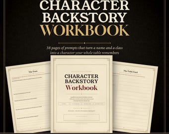 D&D Character Backstory Workbook, Printable TTRPG Character Creation Worksheet, Tabletop RPG Player Sheet, Fillable PDF, Game Master Hooks
