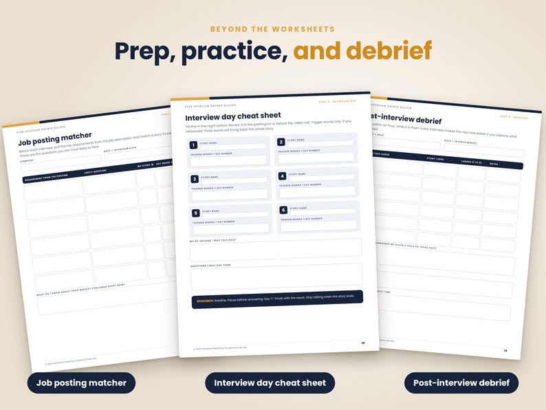 STAR Method Interview Answer Builder, Fillable Behavioral Interview Prep Workbook, Job Interview Questions Template, Printable PDF image 8