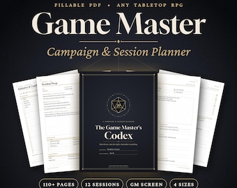Game Master Campaign Planner, Fillable RPG Session Planner, Gm Notebook, Dm Prep & NPC Tracker, Gm Screen Inserts, Printable PDF