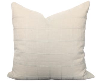 Oatmeal Check Throw Pillow with Insert – Margot in Oatmeal | 18x18 Decorative Pillow