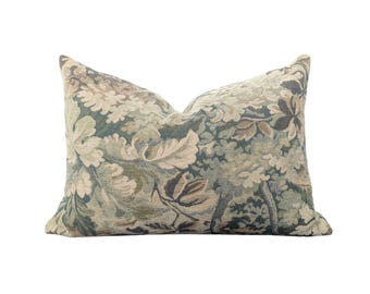 Botanical Beige Lumbar Throw Pillow with Insert – Sylvie in Fawn | 12x17 Decorative Pillow