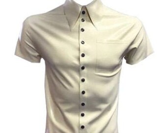 Latex Dress Tee | Custom Made Mens Latex Dress Shirt with Button Front - Choose from 20+ Colors | Mens Designer Latex Shirt by Vex Clothing