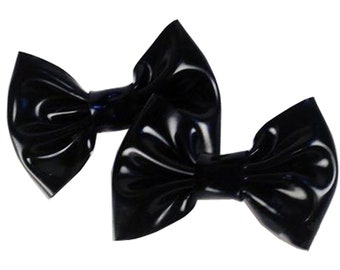 Latex Rubber Hair Bow Clips made By Vex Latex | Custom Made Hair Bows | Choose from 20+ Colors | Latex Accessories | Vex Clothing