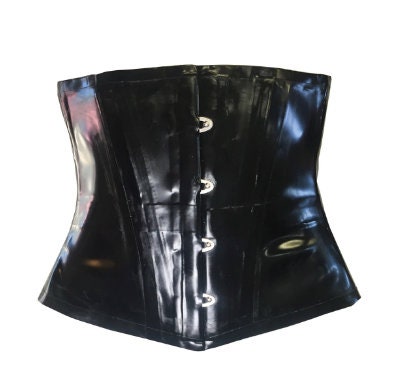 Latex Toy Corset - Rubber Buckle Strapless Corset - by Rubbella