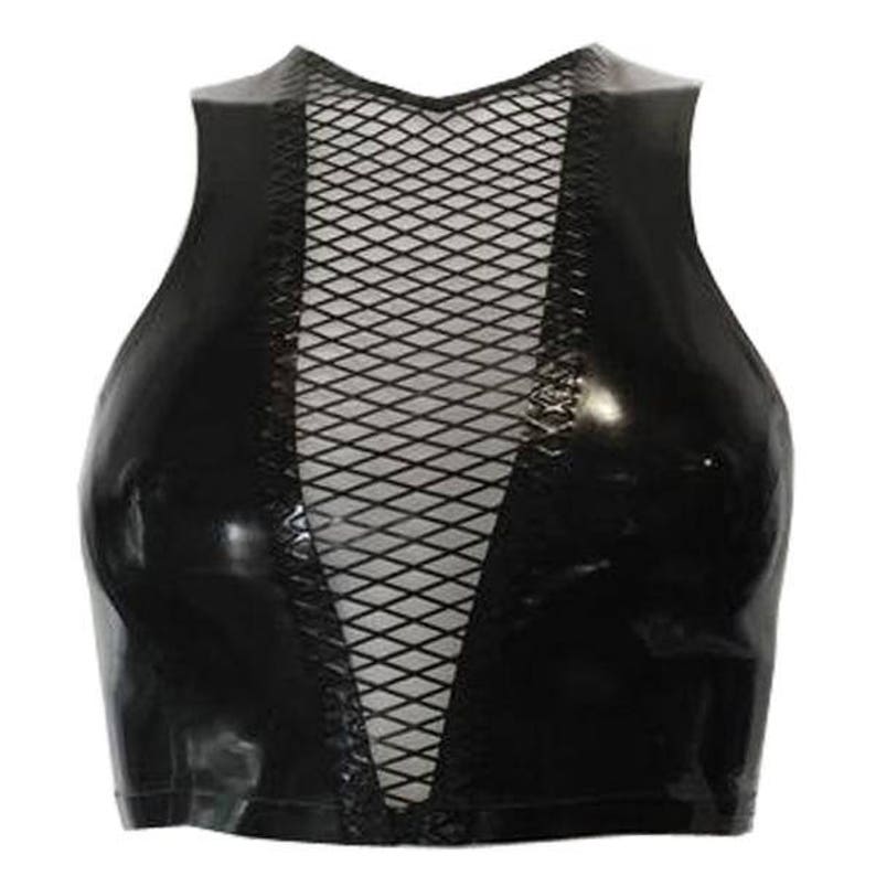 Latex Rubber V Fishnet Crop Top by Vex Custom Made Latex | Etsy