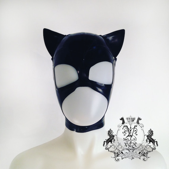 Latex Cat Hood Vex Latex Cat Mask Custom Made Cat Mask Choose From 20  Colors Halloween Cat Costume Mask Catwoman Mask 