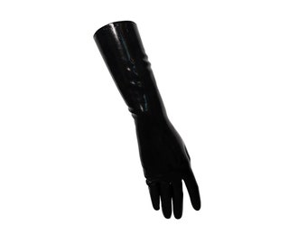 Mid Arm Streamline Latex Gloves | Mid Length Latex Gloves | Custom Gloves by Vex Latex | Molded Rubber Gloves | Red Latex Rubber Gloves