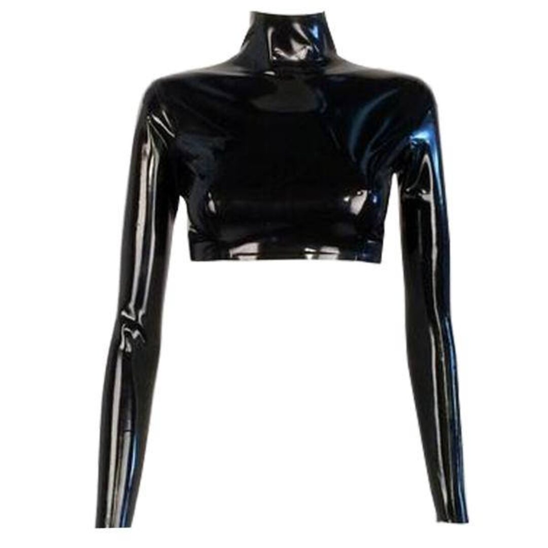 Long Sleeve Latex Rubber Crop Top by Vex Clothing AS SEEN ON Kylie
