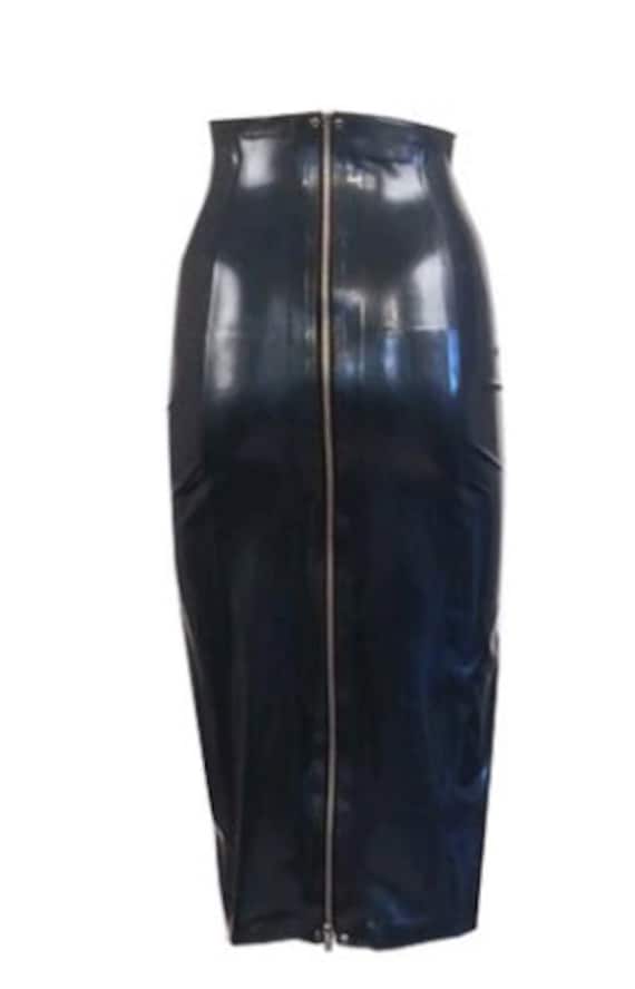 Alizio - High Waist Plain Asymmetrical Faux Leather Zip-Up Midi Pencil Skirt  | YesStyle