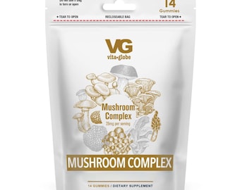 Mushroom Gummies Lion's Mane, Reishi, Cordyceps – Vegan Travel Pouches (10–25)