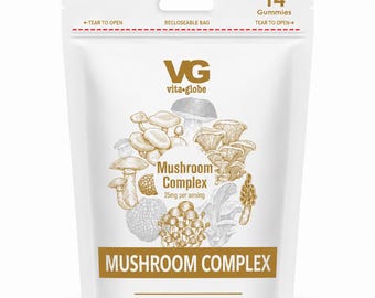 Functional Mushroom Complex Gummies – Daily Wellness, Travel Pouch (14 Gummies)