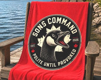Sons Command Beach Towel | Oversized Cotton-Blend Towel | One-Sided Statement Print | Pool, Lake & Summer Gift