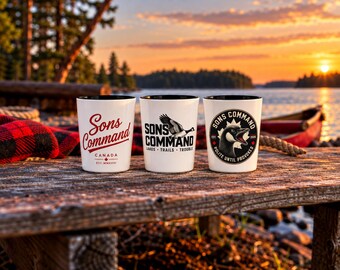 Sons Command Canadian Shot Glass | Canada Cottage Barware | Goose & Script Designs | Canadian Gift