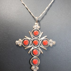 Vintage Navajo coral cross