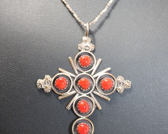 Vintage Navajo coral cross