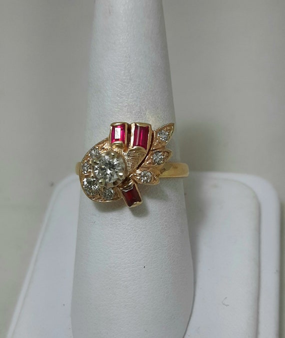 Art Deco 18k gold diamond ruby ring - image 6
