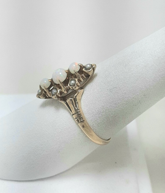 Antique Victorian opal pearl gold ring - image 2