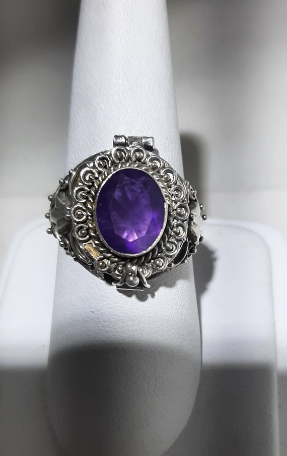 Poison ring sterling amethyst