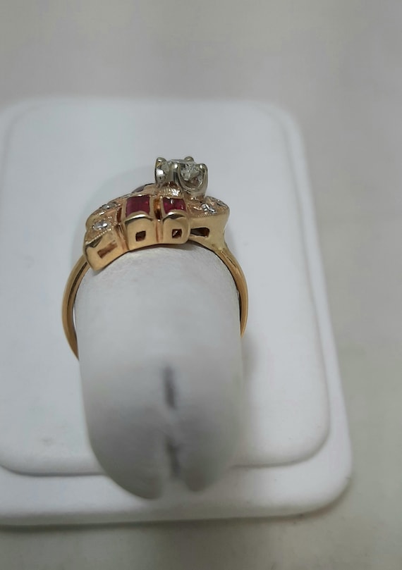 Art Deco 18k gold diamond ruby ring - image 3