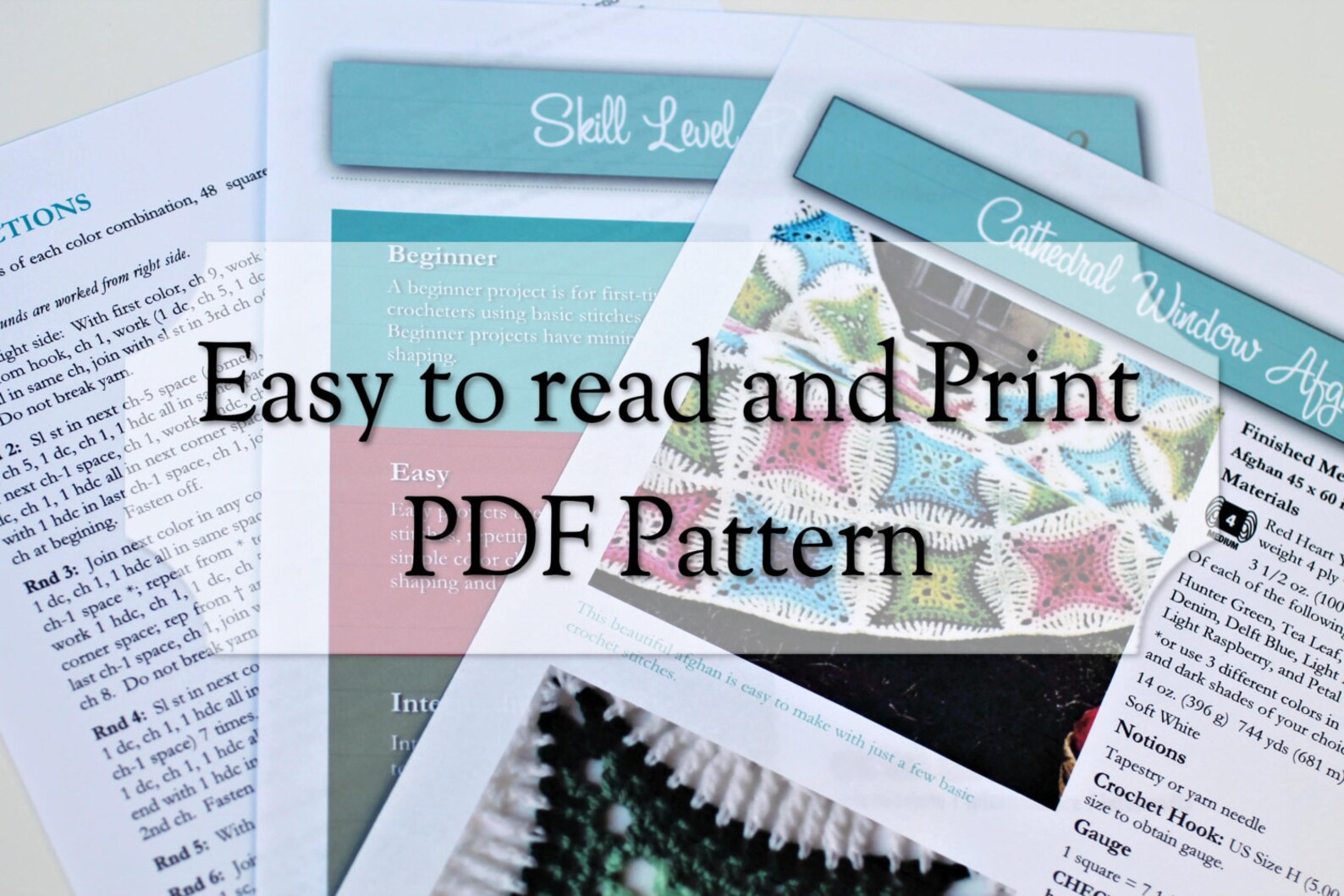 Vintage Crochet Cathedral Window Afghan Blanket Crochet Pattern PDF