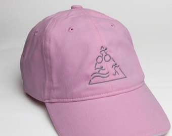 Embroidered Triathlon Logo Hat – Pink Cotton Twill, Triathlete Gift