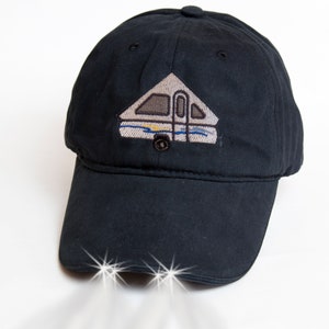 Black Structured Baseball Cap Embroidered Aliner Camper with lights LED lighted hat Camping Hat