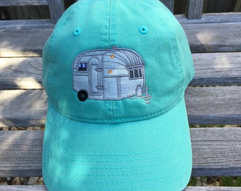 Airstream Camper Womans Hat~ Airstream Trailer unisex baseball cap~ Camping gift for woman~ Turquoise Baseball Hat