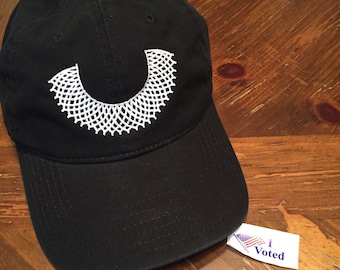 RBG~ Ruth Bader Ginsberg~ Favorite Collar embroidered on Black Baseball Hat~ Unisex Hat